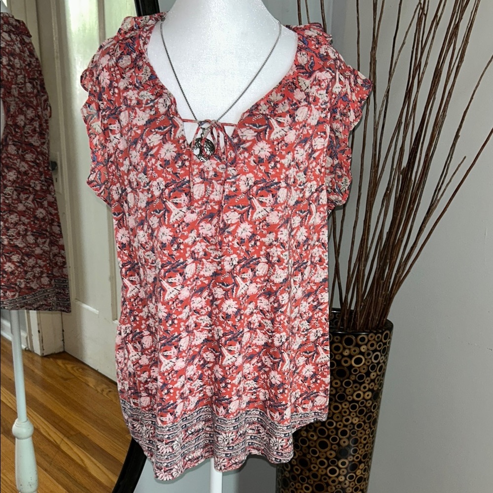 Lucky Brand Red Floral Blouse